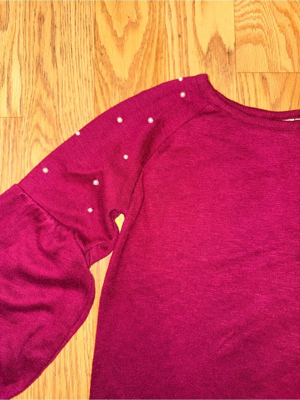 The Children's Place Pearl Embellished Balloon Sleeve Top Maroon M 7/8